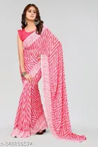 Georgette Printed Saree for Women, Pink 