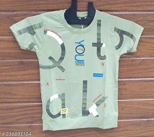 Cotton Blend Round Neck Printed T-Shirt for Boys (Mint Green, 4-5 Years)