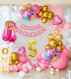 Barbie Theme 5th Birthday Balloon Decoration Kit For Kids, Multicolor, Pack Of 80