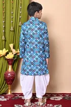Cotton Blend Printed Kurta with Dhoti for Boys, Multicolor 