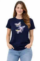 Cotton Blend Printed T-shirt for Men, Navy Blue 