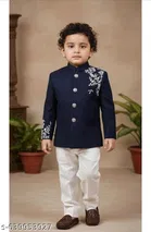 Botanical Embroidered Cotton Blend Kurta Set for Boys 