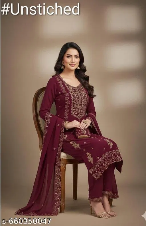 Embroidered Floral Patiala Suits for Women (Multicolor, 6.65 meter (XXL)