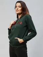 Rigo Cotton Solid Hooded Sweatshirt for Women 