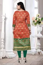Banarasi Silk Printed Kurti with Dupatta for Women 
