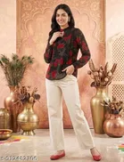 Floral Print Georgette Top for Women 