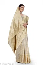 Linen Zari Woven Saree for Women 
