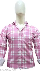 Cotton Blend Checked Shirt for Men, Pink & Blue 