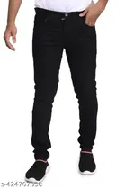 Denim Slim Fit Jeans for Men (Black, 28)