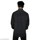 Cotton Blend Striped Shirt for Men, Black 