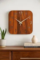 Khatu Crafts Wooden Wall Clock, Brown, 32x32 cm