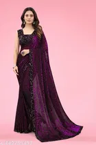 Lycra Sequence Saree for Women 