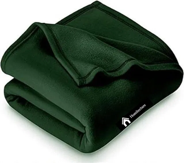 Wool Solid Blanket, Green (225x150 cm)