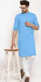 Full Sleeves Solid Kurta with Payjama for Men 