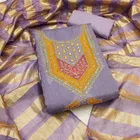 Vichitra Silk Embroidered Unstitched Suit Fabric, Purple