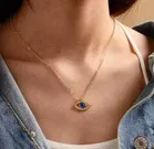 Women's Heart & Flower Evil Eye Pendant Necklace Set 