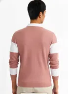 Cotton Blend Colorblocked Sweatshirt for Men, Pink 