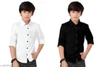 Solid Cotton Blend Long Sleeve Shirt for Boys, Pack of 2 