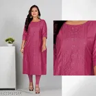Solid Embroidered Cotton Silk Kurti for Women 