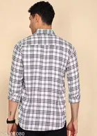 Check Printed Shirt For Men, White & Grey 