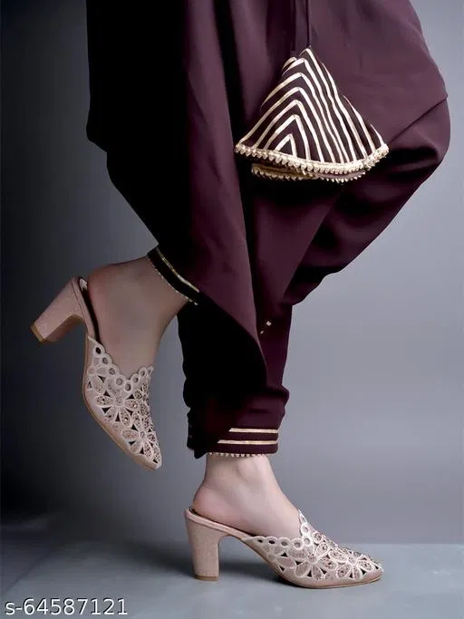 Shoetopia Pink Embellished Mules (IND-4)