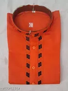 Cotton Solid Kurta for Men, Orange 