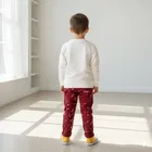 Cotton Blend Printed Clothing Set for Kids, White & Red 