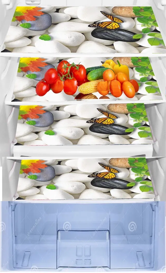 PVC Fridge Mat (Multicolor, Pack of 4)