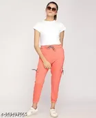 Cotton Blend Joggers for Girls (Peach, 12-13 Years)