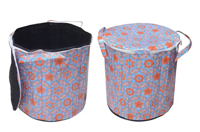 PVC Printed Round Laundry Bag (Multicolor, 30 L)