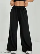 Cotton Blend Solid Trousers for Men, Black 