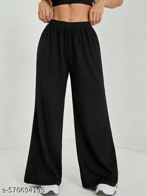 Cotton Blend Solid Trousers for Men, Black (M)