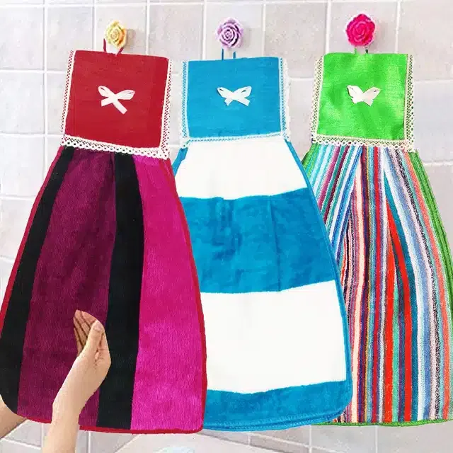Cotton Hanging Hand Towel (Multicolor, Pack of 3)