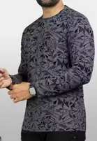 Polyester Printed T-shirt for Men, Grey 