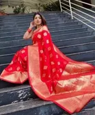 Silk Woven Design Saree for Women, Red 