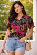 Floral Print Shirt Top for Women 