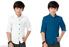 Solid Cotton Blend Long Sleeve Shirt for Boys, Pack of 2 