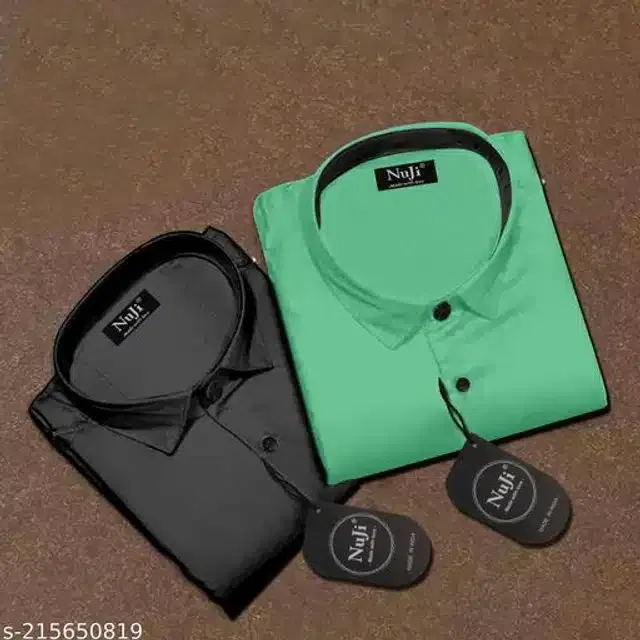 Full Sleeves Shirt for Men (Black & Mint Green, XXL) (Pack of 2)