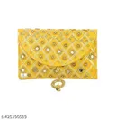 Canvas & Leather Clutch for Women (Yellow)