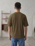 Ribbed Knit Oversized T-shirt for Men 