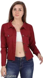 Cotton Blend Jacket for Women (Maroon, XL)
