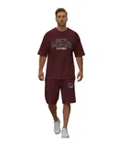 Polyester Printed Co-Ord Set for Men, Wine 