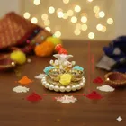 Metal Decoretive Pooja Thali, Multicolour Pack of 2