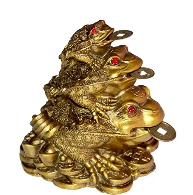 Polyresin Fengshui Triple Three Legged Toad Showpiece (Bronze, 10 cm)