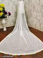 Chiffon Solid Dupatta with Fancy Lace 