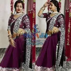 Georgette Solid Saree For Women, Purple