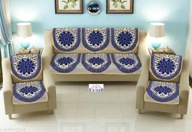 Polycotton 5 Seater Sofa Covers (Blue, Set of 1)