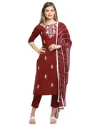 Cotton Cambric Embroidered Kurta Set for Women 