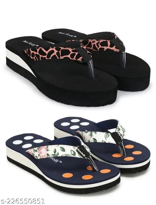 EVA Flip-flops for Women (Black, 5) Pack of 2