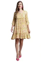 Cambric Cotton Printed Western Dress for Women 